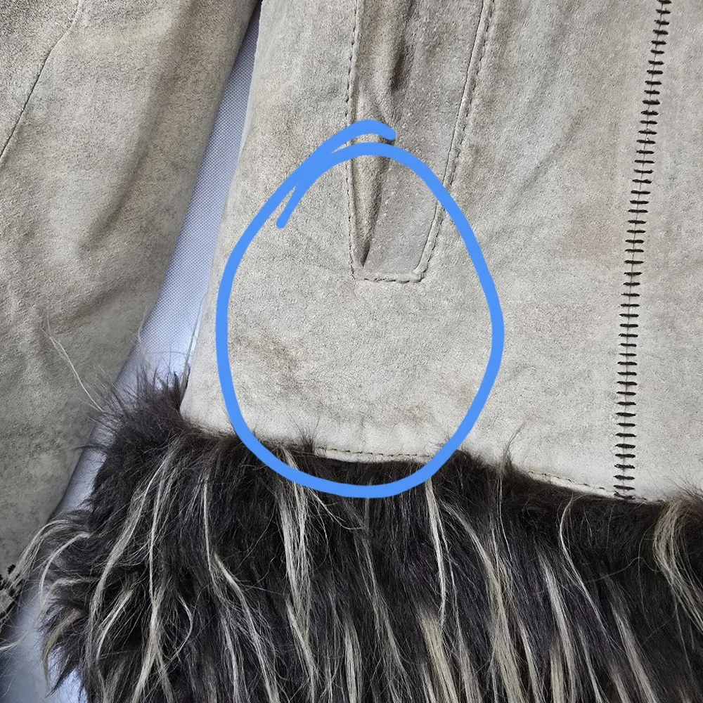 Weatherproof Garment Co. Vtg  Suede Leather Tan Embroidered Penny Lane Coat M - Picture 14 of 17